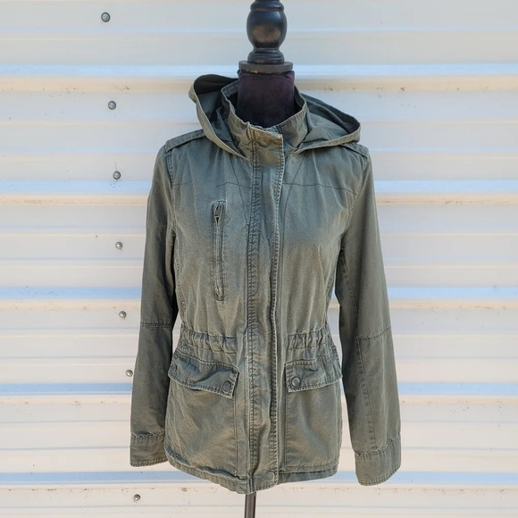 New Look Womens Army Green Anorak Hooded Parka Coat Large - Picture 1 of 12